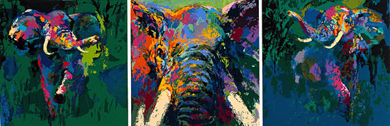 Elephant Triptych LeRoy Neiman Originals 702-222-2221