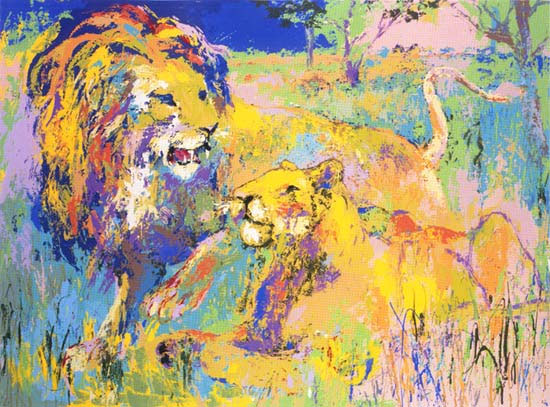 Lion Couple LeRoy Neiman Originals 702-222-2221